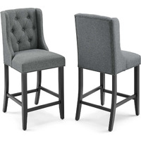 Baronet Counter Bar Stool Upholstered Fabric Set of 2 Gray