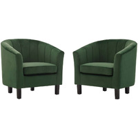 Prospect Channel Tufted Performance Velvet Armchair Set of 2 Emerald
