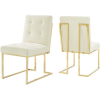 Privy Gold Stainless Steel Performance Velvet Dining Chair Set of 2 Gold Ivory