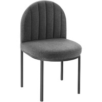 Isla Channel Tufted Upholstered Fabric Dining Side Chair Black Charcoal