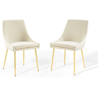 Viscount Performance Velvet Dining Chairs - Set of 2 Gold Ivory