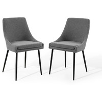 Viscount Upholstered Fabric Dining Chairs - Set of 2 Black Charcoal