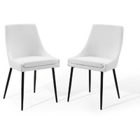 Viscount Upholstered Fabric Dining Chairs - Set of 2 Black White