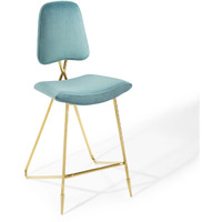Ponder Performance Velvet Bar Stool Sea Blue