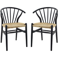 Flourish Spindle Wood Dining Side Chair Set of 2 Black