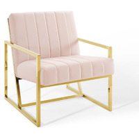Inspire Channel Tufted Performance Velvet Armchair Pink