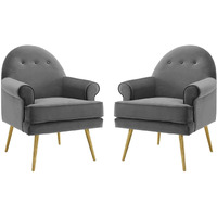 Revive Armchair Performance Velvet Set of 2 Gray