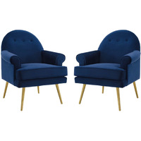 Revive Armchair Performance Velvet Set of 2 Navy