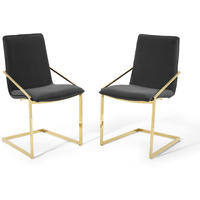 Pitch Dining Armchair Performance Velvet Set of 2 Gold Black