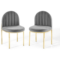 Isla Dining Side Chair Performance Velvet Set of 2 Gold Gray