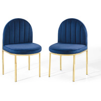 Isla Dining Side Chair Performance Velvet Set of 2 Gold Navy