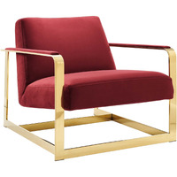 Seg Performance Velvet Accent Chair Gold Maroon