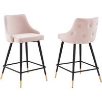 Adorn Performance Velvet Counter Stool Set of 2 Pink