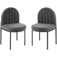 Isla Dining Side Chair Upholstered Fabric Set of 2 Black Charcoal