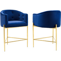 Savour Tufted Performance Velvet Counter Stool Set of 2 Navy