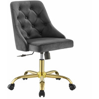 Distinct Tufted Swivel Performance Velvet Office Chair Gold Gray
