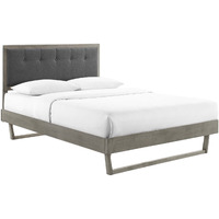 Willow Queen Wood Platform Bed With Angular Frame Gray Charcoal