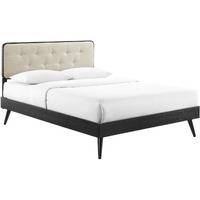 Bridgette Queen Wood Platform Bed With Splayed Legs Black Beige