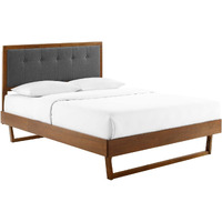 Willow Full Wood Platform Bed With Angular Frame Walnut Charcoal