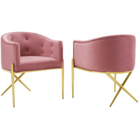 Savour Accent Dining Armchair Performance Velvet Set of 2 Dusty Rose