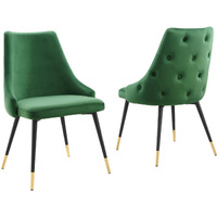 Adorn Dining Side Chair Performance Velvet Set of 2 Emerald