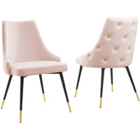 Adorn Dining Side Chair Performance Velvet Set of 2 Pink