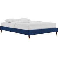 Harlow Full Performance Velvet Platform Bed Frame Navy