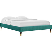 Harlow Full Performance Velvet Platform Bed Frame Teal