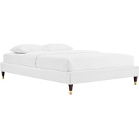 Harlow King Performance Velvet Platform Bed Frame White