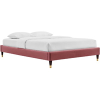 Harlow Queen Performance Velvet Platform Bed Frame Dusty Rose