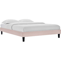 Reign Full Performance Velvet Platform Bed Frame Pink