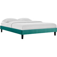 Reign Full Performance Velvet Platform Bed Frame Teal