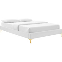 Sutton Queen Performance Velvet Bed Frame White