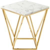 Vertex Gold Metal Stainless Steel End Table Gold White