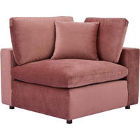 Commix Down Filled Overstuffed Performance Velvet Corner Chair Dusty Rose