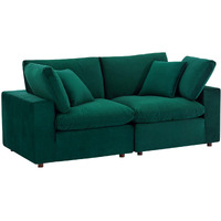 Commix Down Filled Overstuffed Performance Velvet Loveseat Green