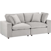 Commix Down Filled Overstuffed Performance Velvet Loveseat Light Gray