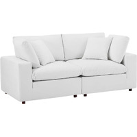 Commix Down Filled Overstuffed Performance Velvet Loveseat White