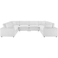 Commix Down Filled Overstuffed Performance Velvet 8-Piece Sectional Sofa White
