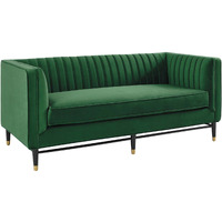 Devote Channel Tufted Performance Velvet Loveseat Emerald