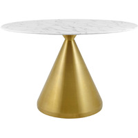 Tupelo 48" Oval Artificial Marble Dining Table Gold White