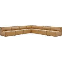 Mingle Vegan Leather 7-Piece Sectional Sofa Tan