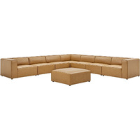 Mingle Vegan Leather 8-Piece Sectional Sofa Set Tan