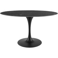 Lippa 54" Artificial Marble Oval Dining Table Black Black