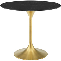 Lippa 36" Artificial Marble Dining Table Gold Black