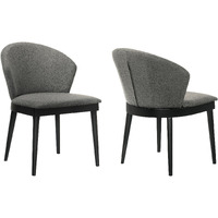 Juno Charcoal Fabric and Black Wood Dining Side Chairs - Set of 2