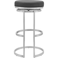 Vander 30" Gray Faux Leather and Brushed Stainless Steel Swivel Bar Stool
