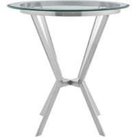 Naomi Round Glass and Brushed Stainless Steel Bar Table