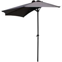 St. Kitts 9-Foot Half Round Vented Patio Wall Umbrella - Grey