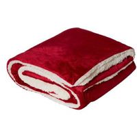 Alpine Fleece Oversized Mink Sherpa Blanket - Red, One Size